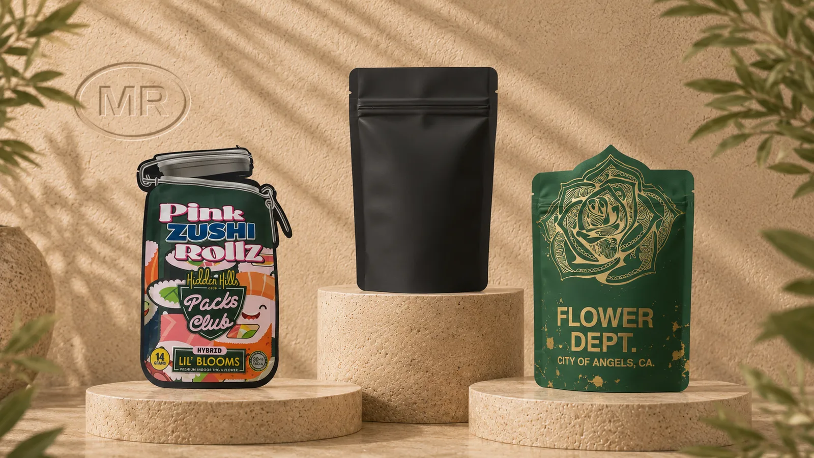Bespoke shape Packagings including a jar-style pouch and stand-up pouches