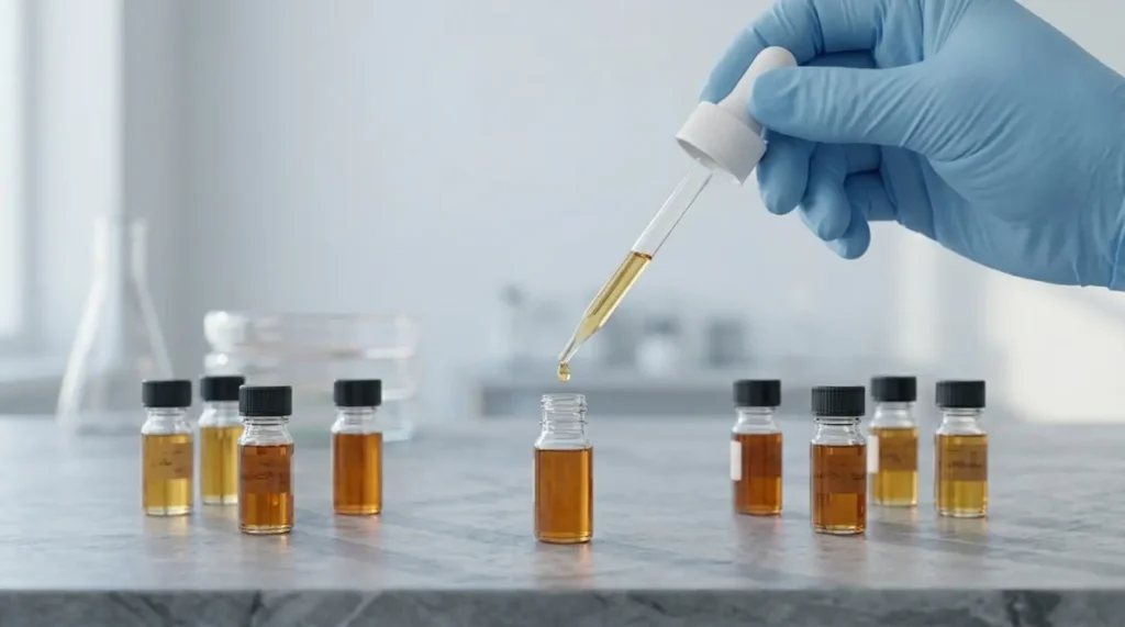 Buy Terpenes UK: How to Choose the Right Product for Your Blend 2 Buy terpenes UK lab process using pipette and terpene vials