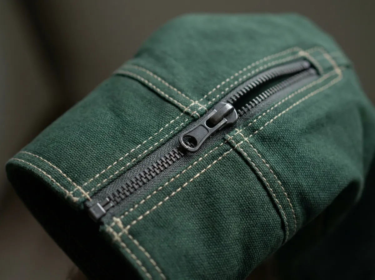Custom branded jacket sleeve and zip detail produced for white label clients