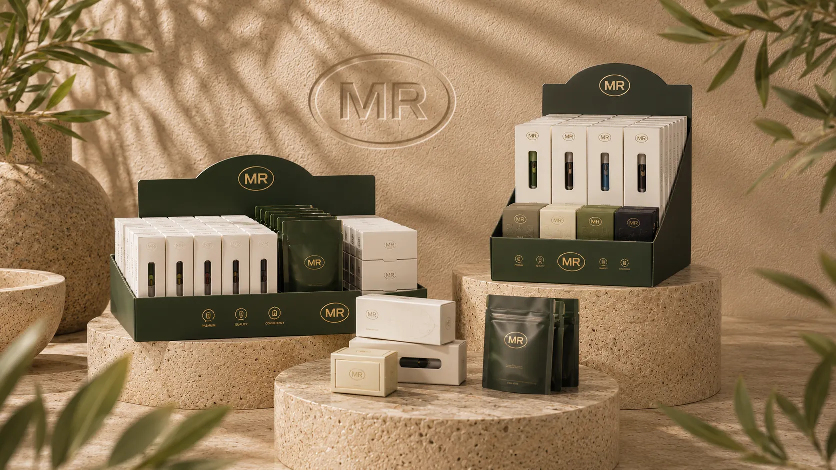 Branded counter and freestanding POS display units for retail products
