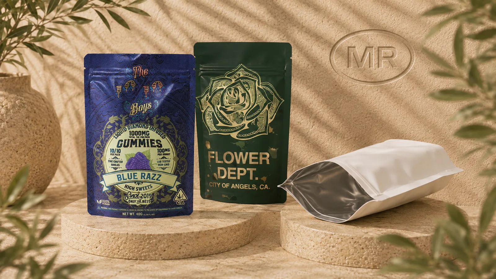 Custom printed Mylar stand-up pouches with matte, gloss and metallic finishes