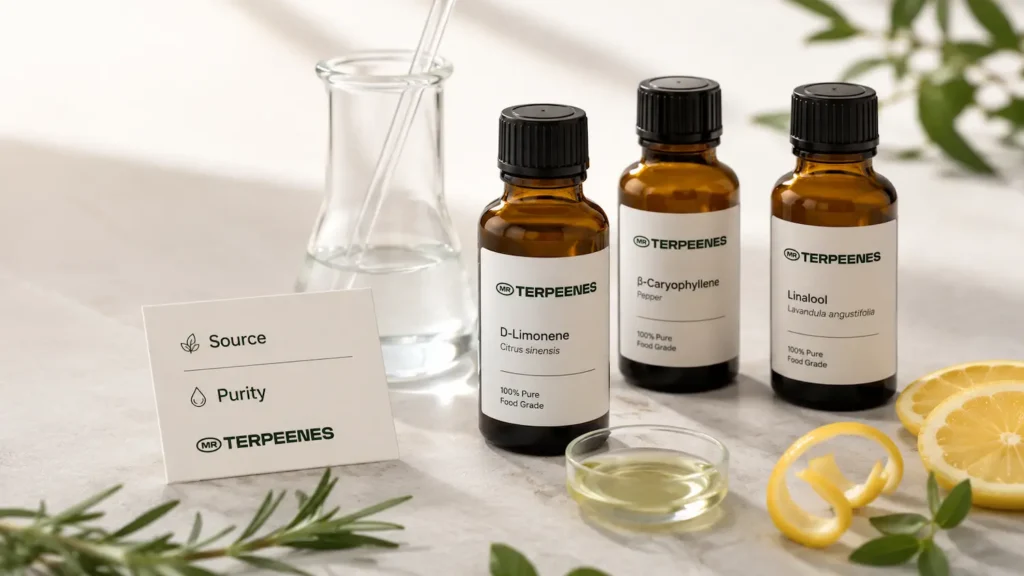 Terpene supplier pricing based on source quality, purity, documentation and batch consistency.