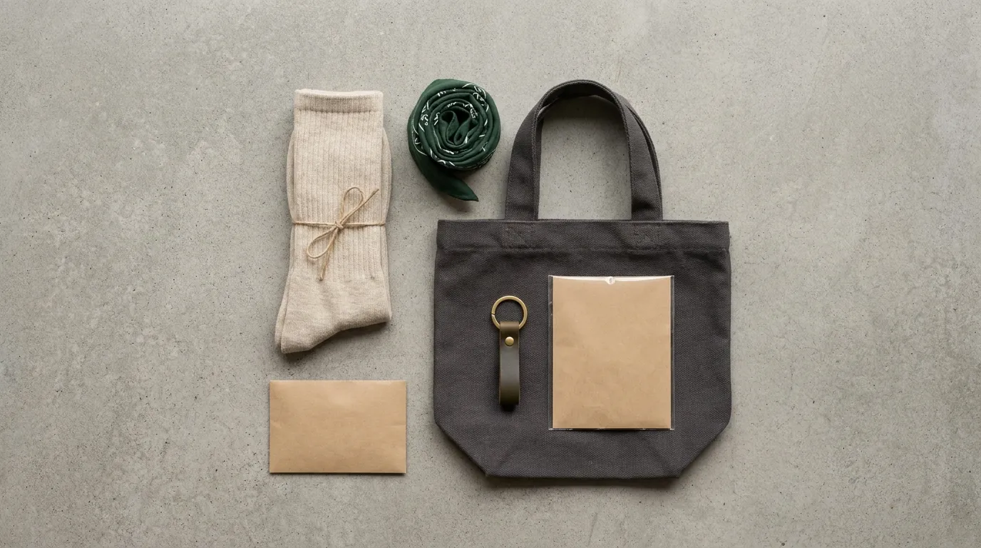 White label socks and accessories arranged as a retail bundle and brand gift pack
