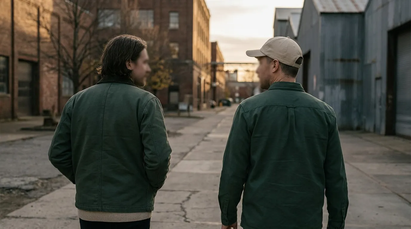 Team wearing white label jackets and headwear for staff and event apparel