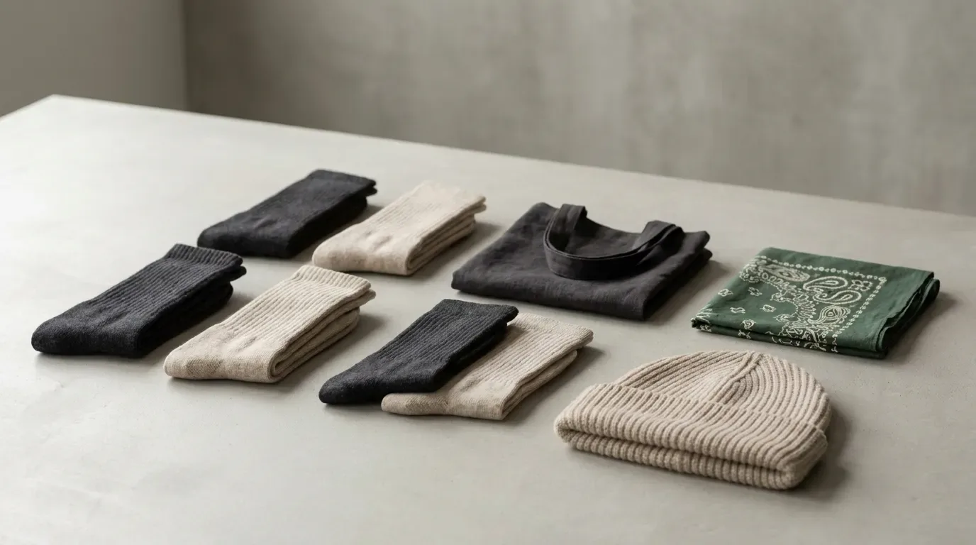 White label socks and branded accessories arranged for B2B brand orders