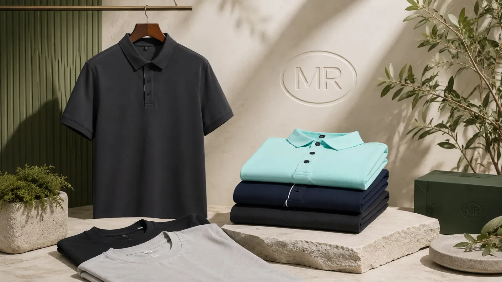 White label t-shirts and polo shirts displayed for custom branded apparel orders