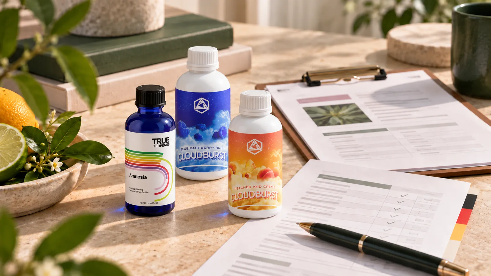 B2B buyer reviewing terpene documentation before a wholesale order to Germany